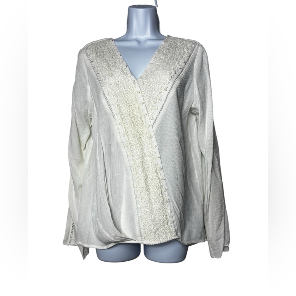 Sundance Top Women Size Small White Lace Crochet Peasant Blouse Cottagecore Boho